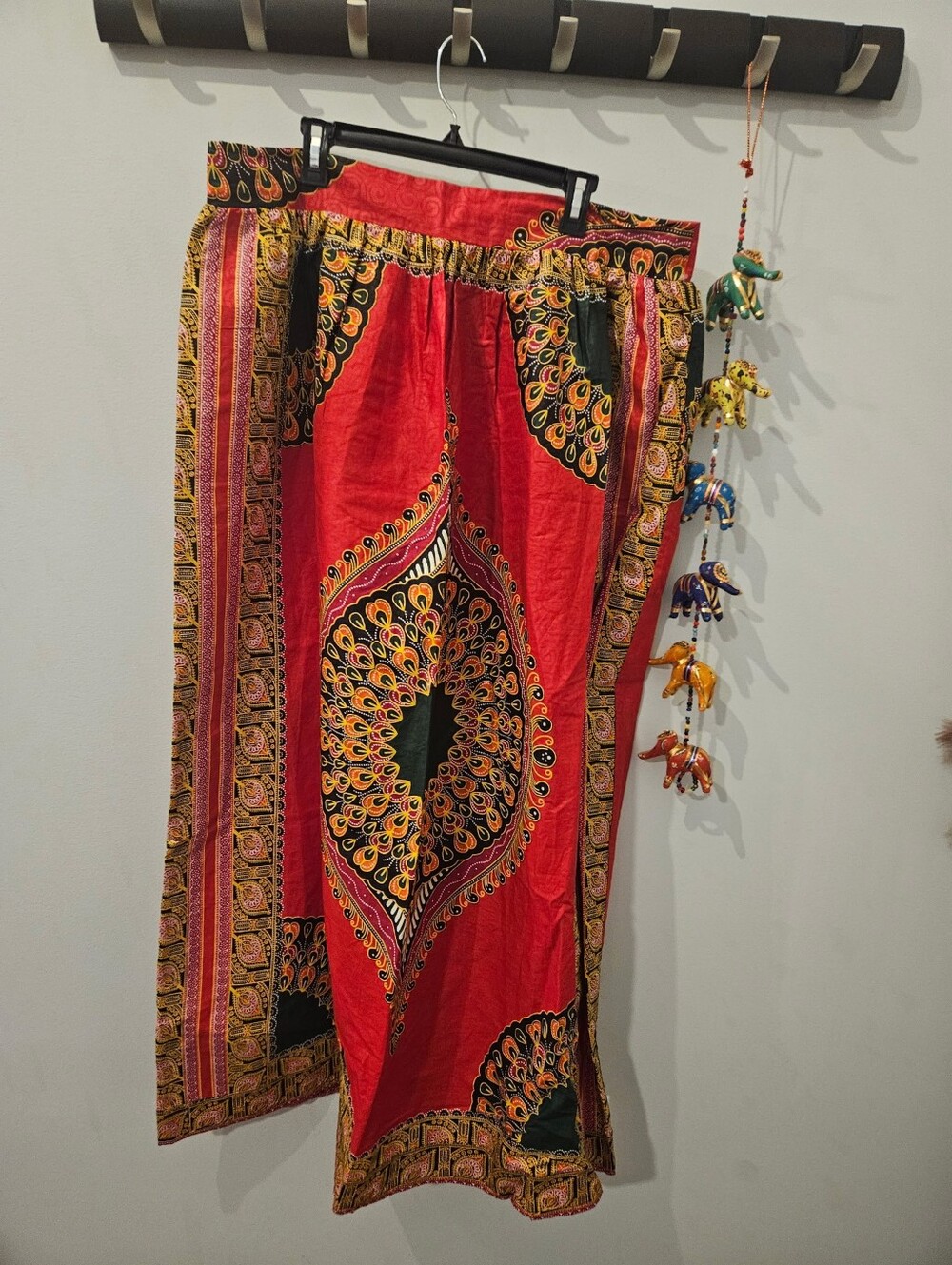 Red Bohemian Print Maxi Skirt